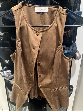 Purpose + Passion Brown Suede Button Vest